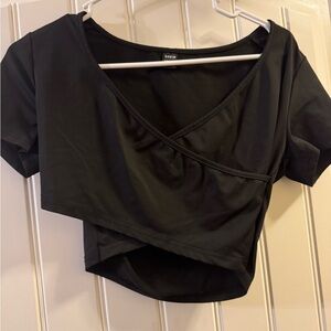 Black Criss Cross Crop Top